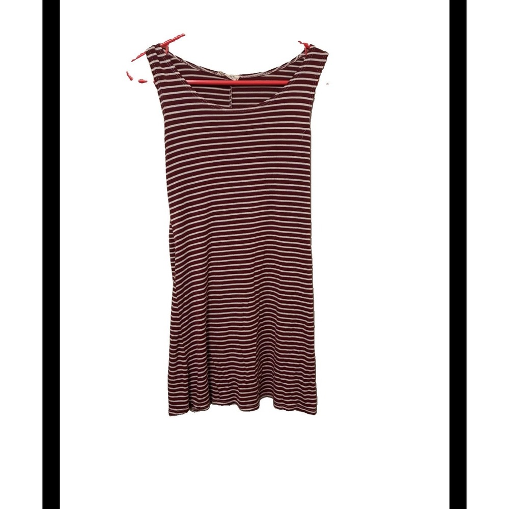 Olivia Ray Burgundy White Striped Sleeveless Shift Dress Small